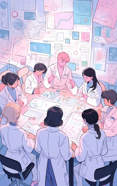 Rendering of anime doctors at work