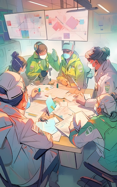 Free photo rendering of anime doctors at work