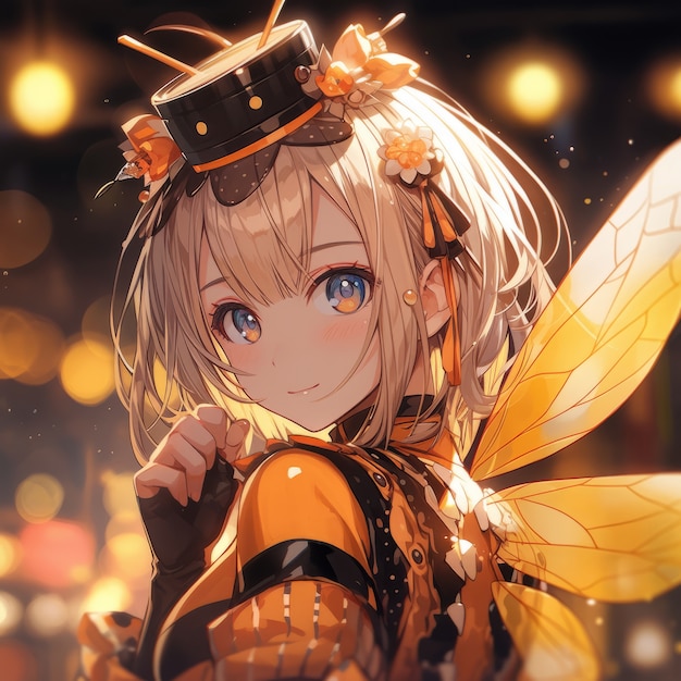 Free photo rendering of bee anime character