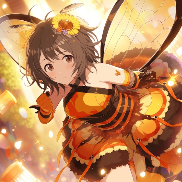 Free photo rendering of bee anime character