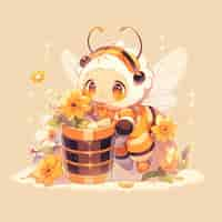 Free photo rendering of bee anime character