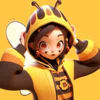 Foto gratuita rendering del personaggio anime dell'ape
