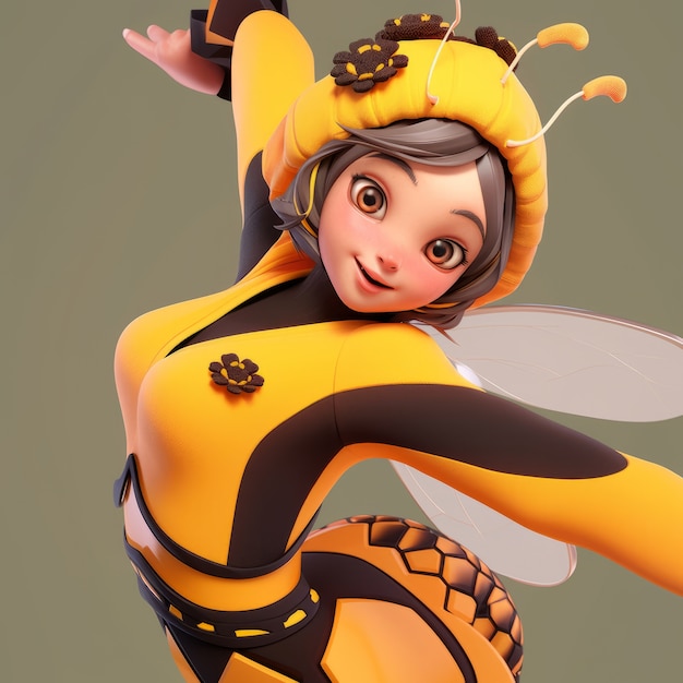 Free photo rendering of bee anime character