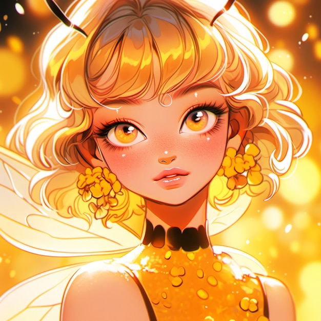 Rendering of bee anime character