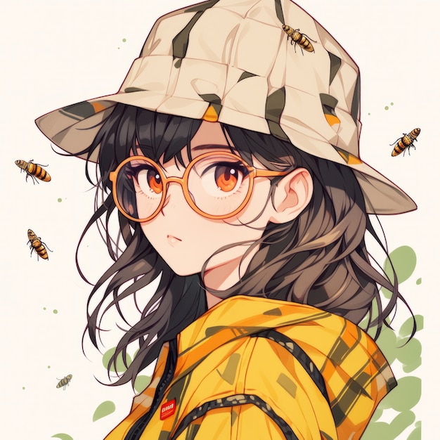 Rendering of bee anime character