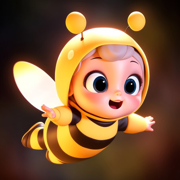 Rendering of bee anime character