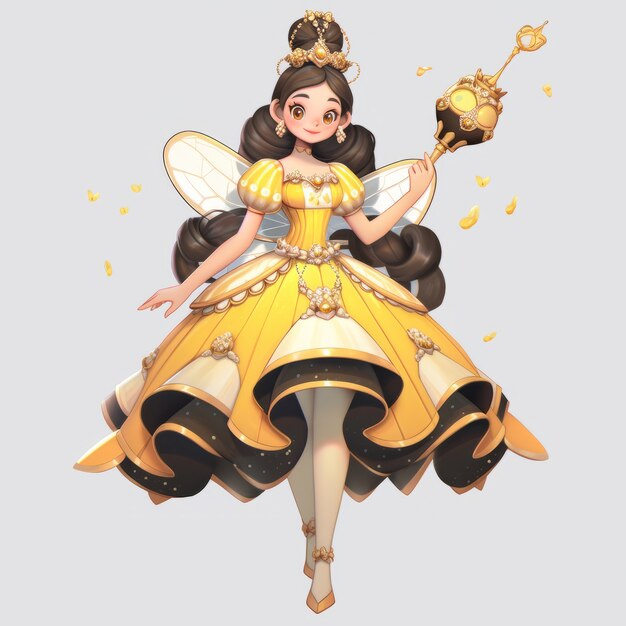 Rendering of bee anime character