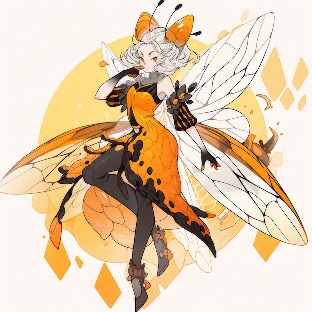 Free photo rendering of bee anime character