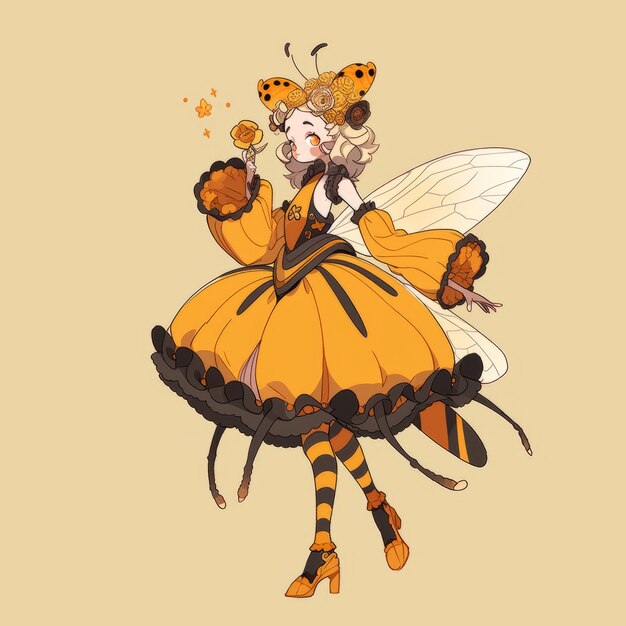 Rendering of bee anime character