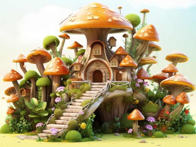 Free photo rendering of cartoon fantasy scene illustration