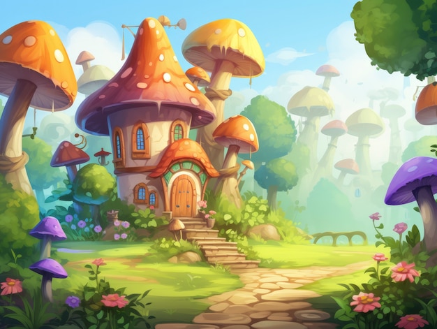 rendering of cartoon fantasy scene illustration