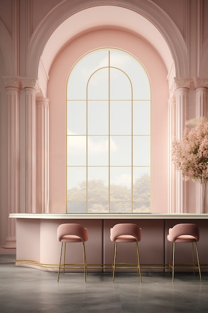 Free photo rendering of elegant neoclassical interior