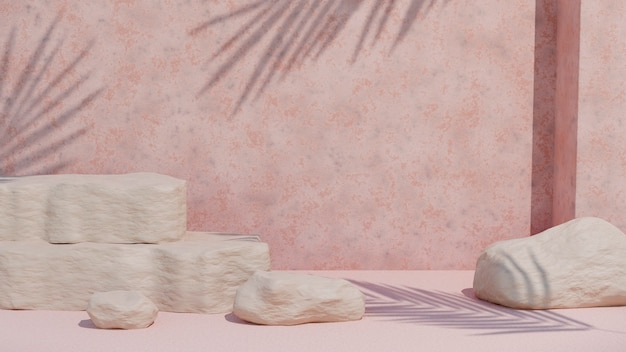 Foto gratuita rendering del podio minimalista in colori tenui