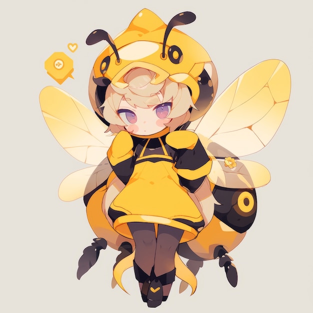 Бесплатное фото Рендеринг персонажа аниме пчелы