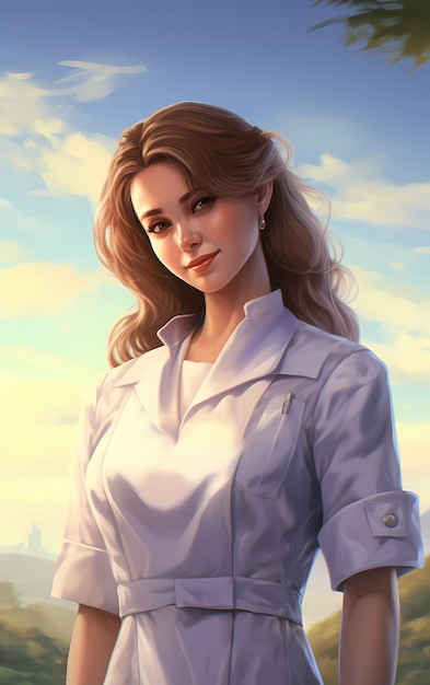 Free photo rendering of portrait of anime doctor