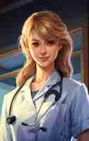 Free photo rendering of portrait of anime doctor