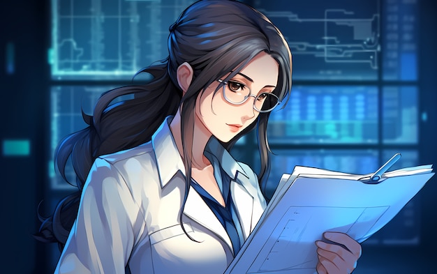 Free photo rendering of portrait of anime doctor