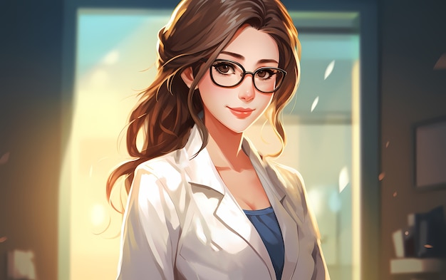 Free photo rendering of portrait of anime doctor