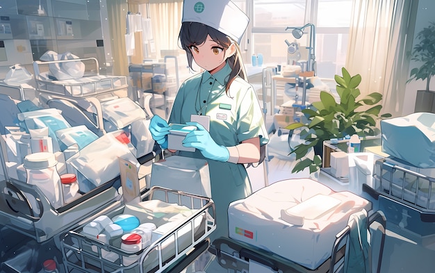 Free photo rendering of portrait of anime doctor