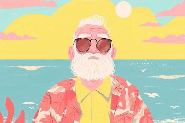 夏のデジタルアートイラストのレンダリング