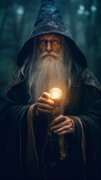 Rendering of wizard controlling magic