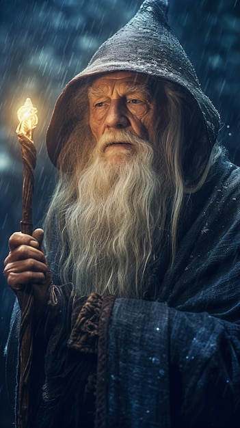 Free photo rendering of wizard controlling magic