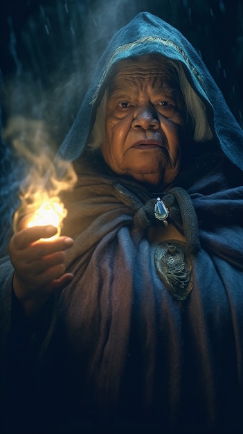 Free photo rendering of wizard controlling magic