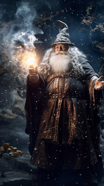 Rendering of wizard controlling magic