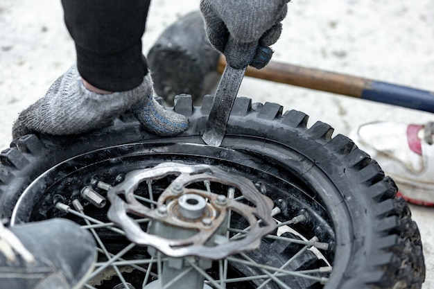 バイク​タイヤ​の​修理​キット​、​チューブレスタイヤ用​タイヤ​プラグ​修理​キット​。