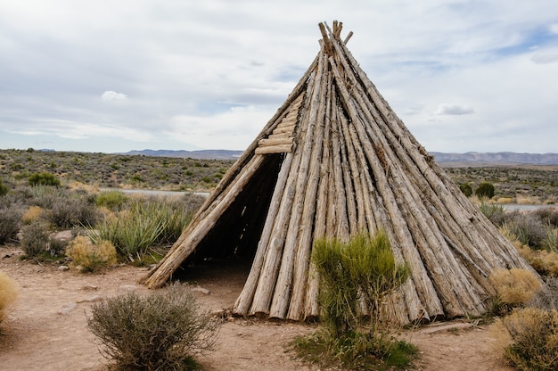 Free photo replica of traditional hualapai indian dwelling