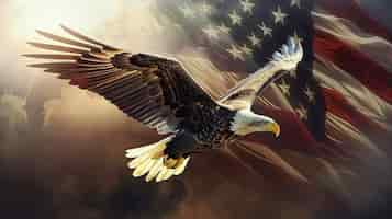 Free photo representation of the american flag with eagle for us national loyalty day celebration