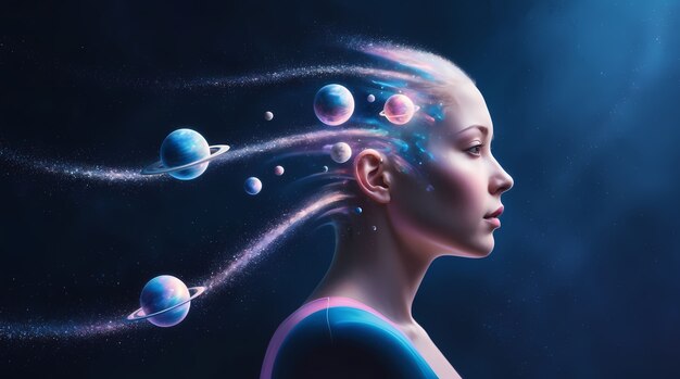 Representation of collective mind process and concept in digital art style