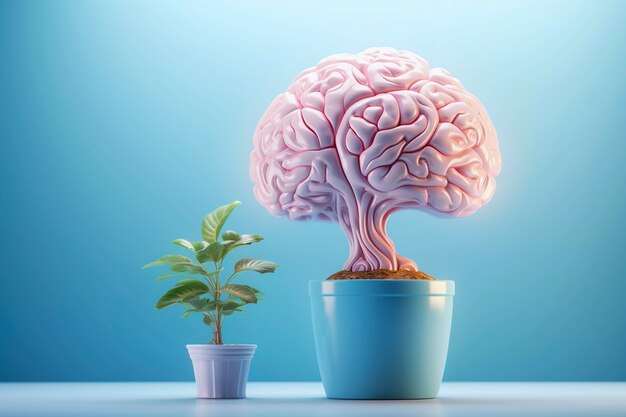 人間の脳を鉢の中の植物または木として表現