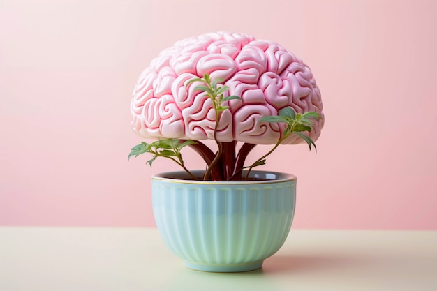인간의 뇌를 화분 속의 식물이나 나무로 표현
