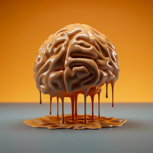 Representation of human brain with liquid drip effect