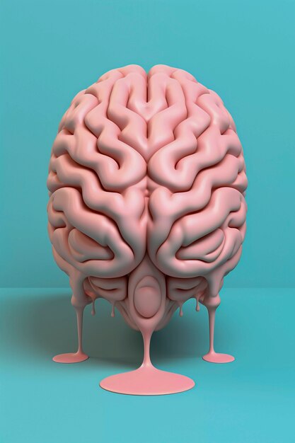 Representation of human brain with liquid drip effect