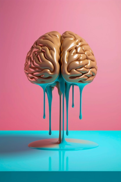 Представление человеческого мозга с эффектом капель жидкости