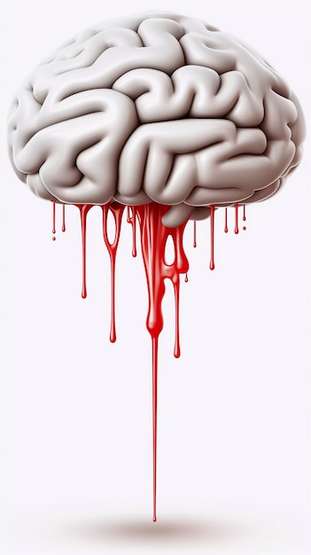 Representation of human brain with liquid drip effect