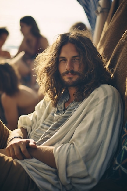Free photo representation of jesus from christianity religion in modern time