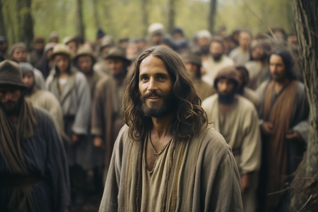 Представление Иисуса из христианской религии с другими людьми
