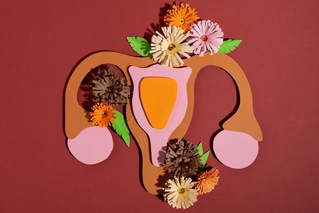 Reproductive system with flowers top view