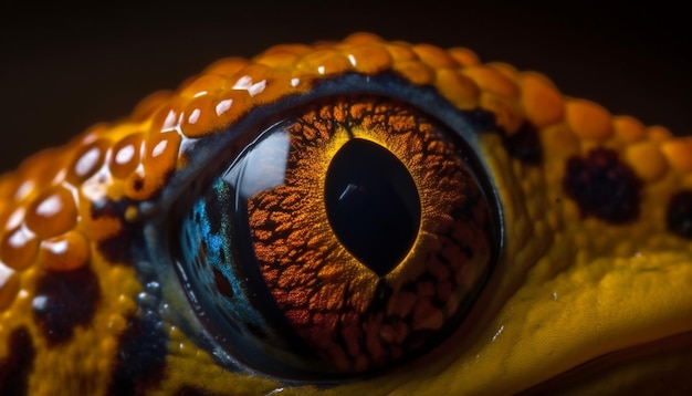 Free photo reptile eye staring with multi colored beauty generated by ai