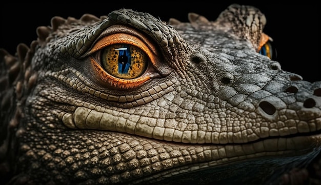 Free photo reptile portrait endangered crocodile staring at camera generative ai