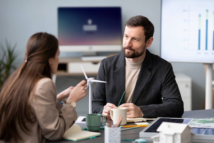 Financial advisor with a client 