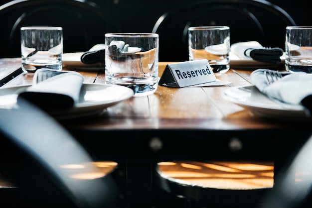 Reserved table at a restaurant