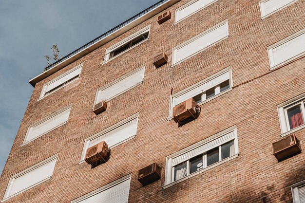 Residential building in the city with air conditioning units