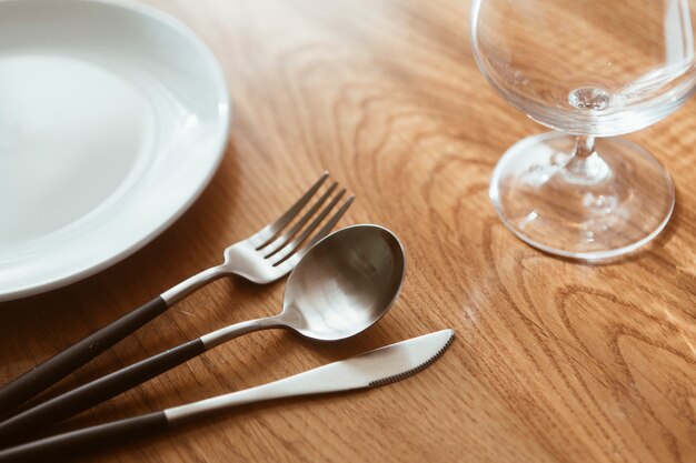 Restaurant table with cutlery