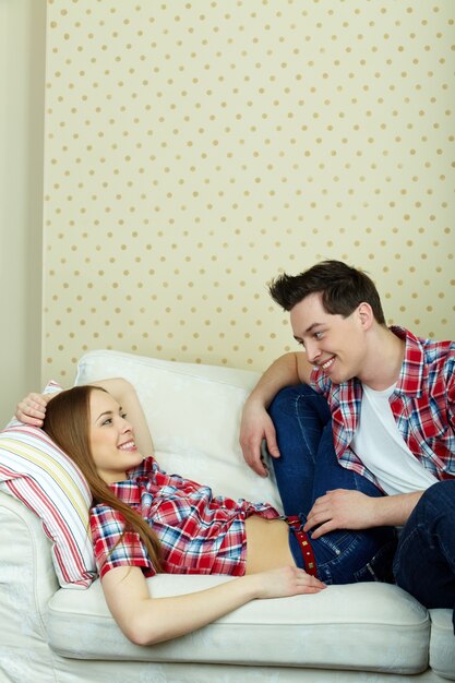 Restful couple on the couch