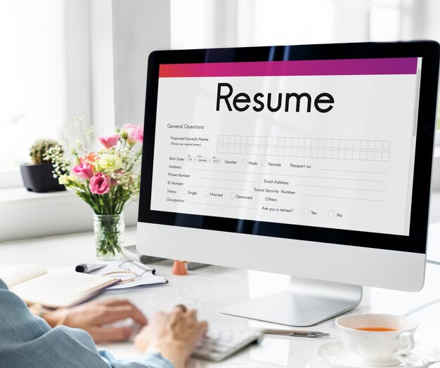 Free photo resume apply work form concept