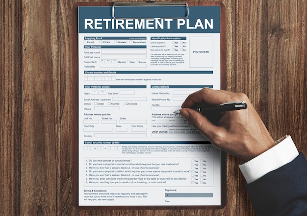 Free photo retirement plan form insurance financial concept